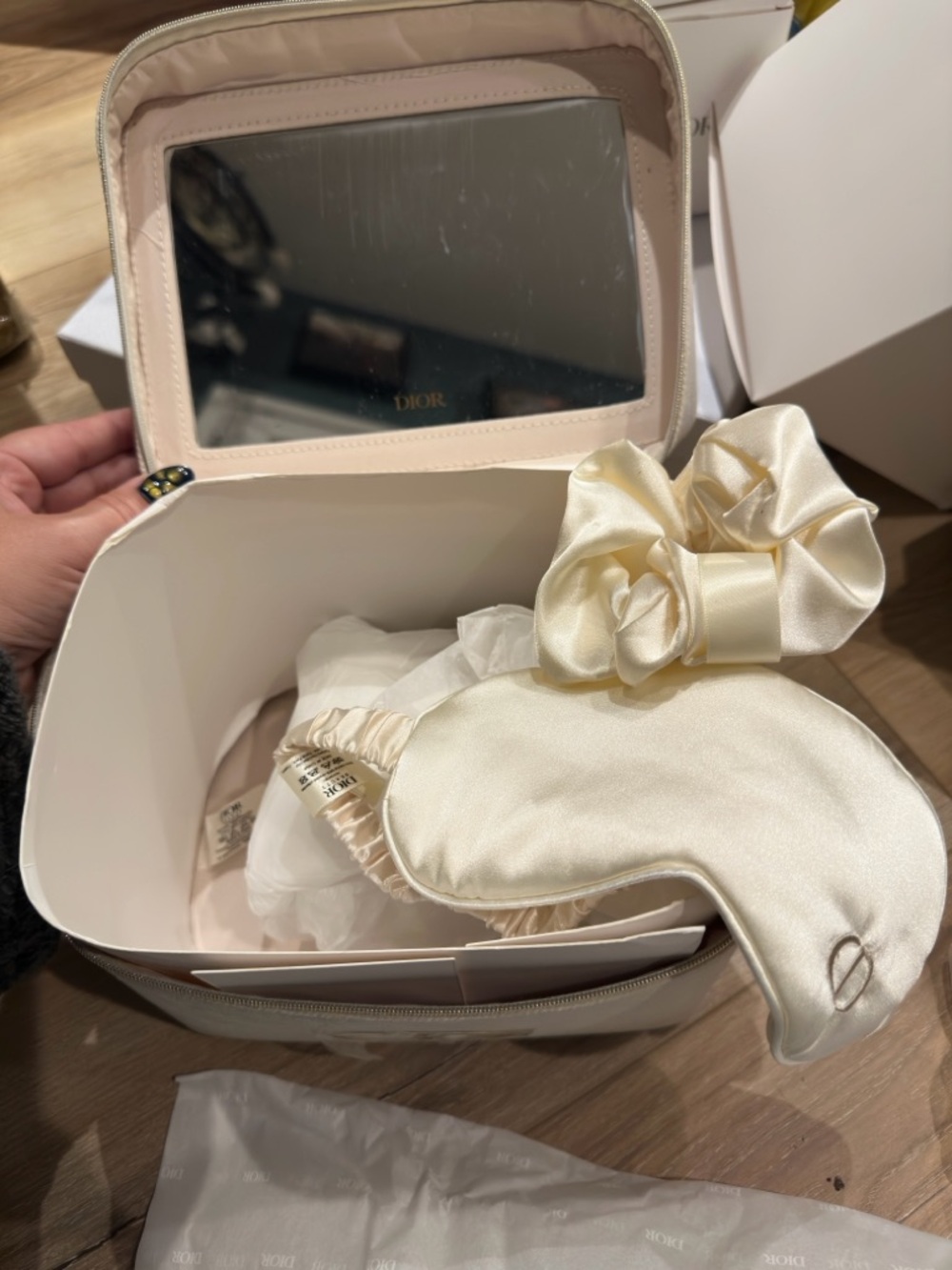 Cream Canvas Vanity Case with Gold CD Logo - Picture 5 of 5